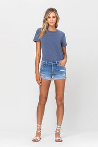 MID RISE SINGLE CUFFED HEM SHORTS