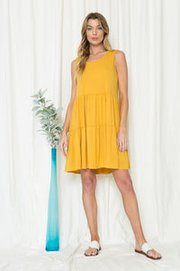 Solid Sleeveless Tiered Dress