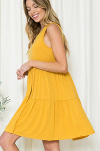 Solid Sleeveless Tiered Dress