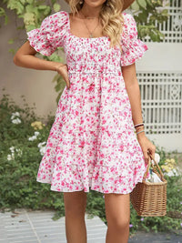 Flare Sleeves Ruffle Dress / Pink