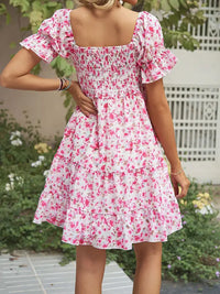 Flare Sleeves Ruffle Dress / Pink